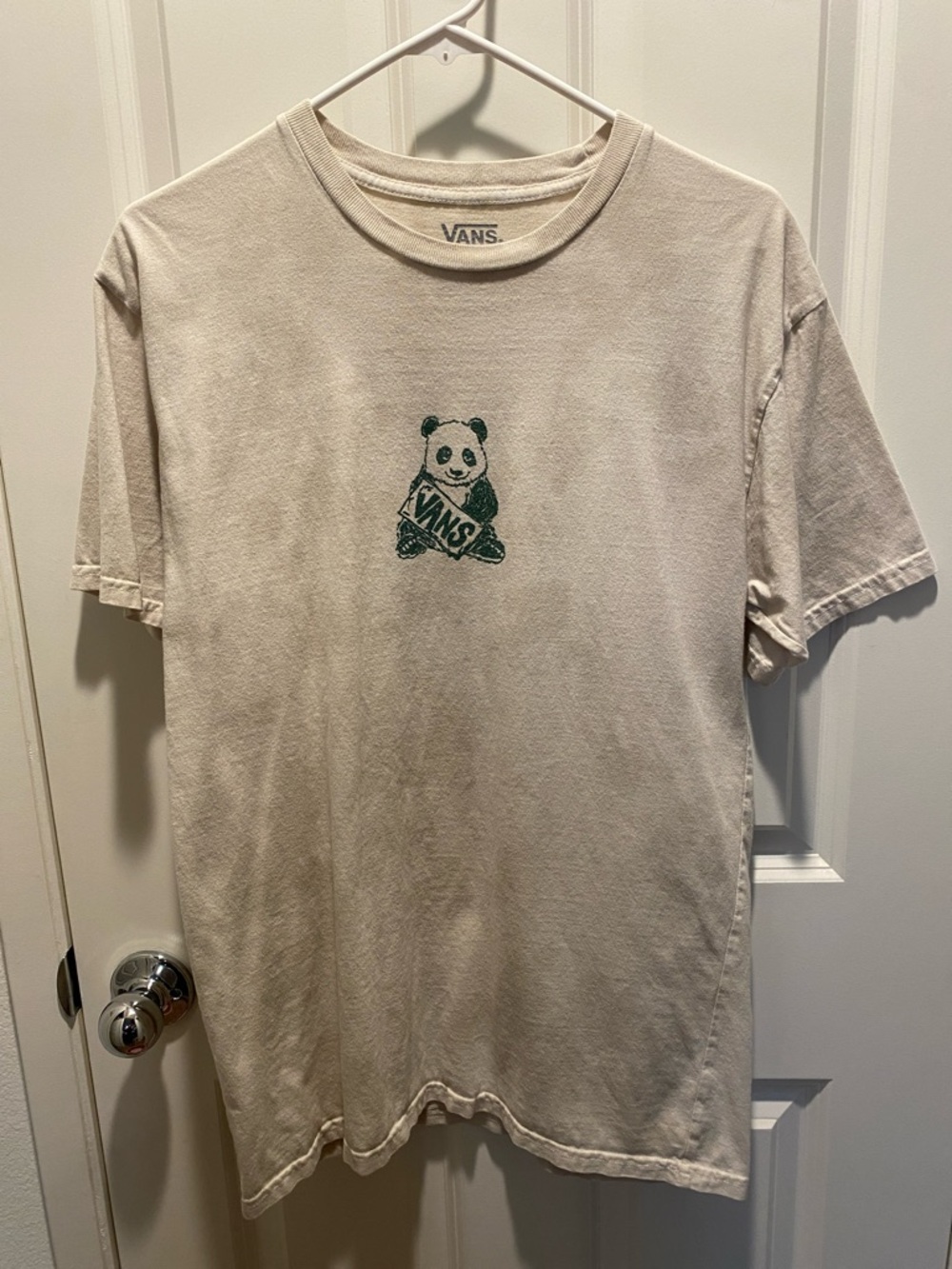 Vans Cream Tie Dye Tee with Green Panda Logo